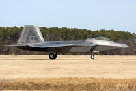 05-4085 @ LFI - USAF Lockheed Martin F-22A Raptor 05-4085 of the 94th FS Spads taxiing to the ramp after landing RWY 26.