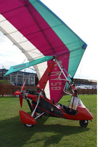 G-MYSB @ EGCB - 1994 Solar Wings Aviation Ltd PEGASUS QUANTUM 15, c/n: 6809 visiting City Airport, Manchester - by Terry Fletcher
