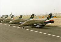MM54479 @ EGVA - MB-339PAN of the Frecce Tricolori Italian Air Force aerobatic team on the flight-line at the 1994 Intnl Air Tattoo at RAF Fairford. - by Peter Nicholson