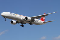TC-JJC @ KORD - Turkish Airlines Boeing 777-35RER, THY5 arriving from LTBA (Istanbul - Ataturk Int'l), RWY 28 approach KORD. - by Mark Kalfas