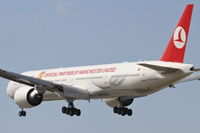 TC-JJC @ KORD - Turkish Airlines Boeing 777-35RER, THY5 arriving from LTBA (Istanbul - Ataturk Int'l), RWY 28 approach KORD. - by Mark Kalfas