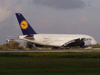 D-AIMA @ LMML - A380  D-AIMA Lufthansa, being the first A380 to land in Malta. - by raymond