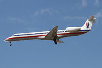 N623AE @ KORD - American Eagle Embraer EMB-145LR, EGF3992 arriving from KXNA, RWY 28 approach KORD. - by Mark Kalfas