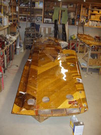 N3057K - Bottom of wing painted with 2 coats of epoxy varnish. - by Ken Kinsler