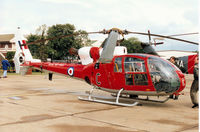 XW858 @ MHZ - Gazelle HT.3 of 2 Flying Training School on display at the 1995 RAF Mildenhall Air Fete. - by Peter Nicholson