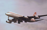 HB-ICE @ LHR - Swissair Coronado on final approach to Heathrow in November 1974. - by Peter Nicholson