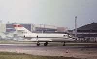 HB-VCA @ LHR - Mystere 20DC seen at Heathrow in March 1976. - by Peter Nicholson