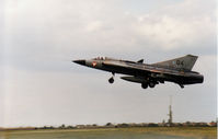 04 @ WTN - Austrian Air Force Saab Draken landing at RAF Waddington after an Air Combat mission in May 1995. - by Peter Nicholson