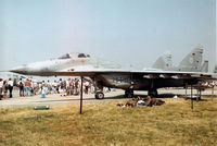 29 11 @ EGVA - German Air Force MiG-29 Fulcrum A of JG-73 based at Laage on display at the 1996 Royal Intnl Air Tattoo at RAF Fairford. - by Peter Nicholson