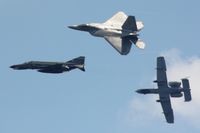 08-4152 - A-10 Thunderbolt II (80-0279), F-4E Phantom II (74-0643), and F-22 Raptor (08-4152) Heritage Flight - 2010 National Cherry Festival Air Show - by Mel II