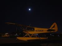 N7590K @ KLPC - Parked during the Piper Cub Fly-in under a full moon. - by Nick Taylor Photography