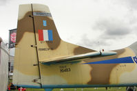 N14113 @ EGBK - Tail fin of 1951 North American T-28A, c/n: 81-1 exhibited at 2011 AeroExpo at Sywell - by Terry Fletcher