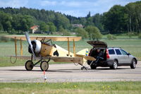 SE-XIL @ ESOW - The Tummelisa being towed behind a car to the grass for a display at Västerås Hässlö airport, Sweden.