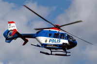 SE-HPT @ ESOW - Police helicopter 947 leaving Västerås Hässlö airport, Sweden.