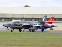 G-BXFI @ EGBP - Delta Jets Hunter T.7 on takeing off alongside G-ETPS - by Chris Hall