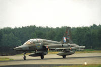 K-4002 @ EHTW - A NF-5B trainer of 313 squadron of the Royal Netherlands Air Force on the runway of Twente air base. It is sporting the emblem of JaboG 36 of the Luftwaffe on it fin.