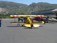 N133JU @ SZP - 1936 Bucker BU.133C JUNGMEISTER, Siemens-Halske SH 14 A-4 seven cylinder 160 Hp radial, Historic FIRST PRODUCTION JUNGMEISTER! another hand propping try - by Doug Robertson