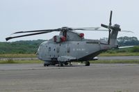 ZH835 @ EGFH - Stop-over by a Fleet Air Arm Merlin of 824 NAS, coded (5)87/CU. - by Roger Winser