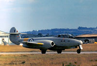 WA669 - Meteor T.7 of the Central Flying School's Vintage Pair display team taxying at the 1974 Intnl Air Tattoo at RAF Greenham Common. - by Peter Nicholson