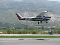 N7586Y @ SZP - 1977 Cessna R182 SKYLANE RG, Lycoming O-540-J3C5D 235 Hp, takeoff climb Rwy 22, sucken 'em up! - by Doug Robertson