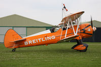 SE-BOG @ X5FB - Ex Swedish Stearman N2S-3 Kaydet taxies out after a refuelling stop following a wing walking appearance at the 2011 Sunderland Airshow - Fishburn Airfield, July 2011. - by Malcolm Clarke
