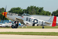 N451MG @ OSH - 1944 North American/aero Classics P-51D, c/n: 44-74774 arriving at 2011 Oshkosh - by Terry Fletcher