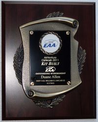 N39WG @ KCCR - This is the second award.  The first (Grand Champion, Kit Built) was in 2010 at the Golden West Fly-In. - by Duane Allen