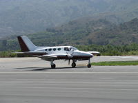 N401CF @ SZP - 1967 Cessna 401, two Continental TSIO-520 Turbocharged 300 Hp each, 8 seats, landing roll Rwy 22 - by Doug Robertson