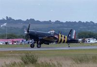 N1337A @ EGFH - Coded 15F22. Representing a French Navy Corsair from 15 Flotille. Displayed at the Swansea Airport Airshow in 1989. - by Roger Winser