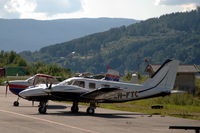 LN-FTC @ ENNO - Piper Seneca V, operated by Luftfartsskolen Notodden, on the platform of Notodden airfield. - by Henk van Capelle