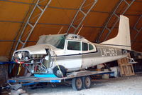 LN-DBJ @ ENNO - Wreckage of Skywagon in a hangar at Notodden airfield. It was damaged in a hard landing on 2009-03-14 when flown by a famous Norwegian downhill skier. - by Henk van Capelle