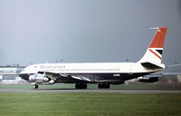 G-AXXZ @ LHR - Boeing 707-336B of British Airways preparing for take-off on Runway 27L at Heathrow in November 1974. - by Peter Nicholson