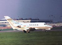 G-BAZA @ LHR - HS.125 Series 400 taxying at Heathrow in November 1974. - by Peter Nicholson