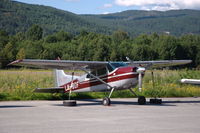LN-BDF @ ENNO - Cessna A185E parked on the platform of Notodden airfield, Norway.