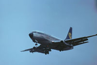 D-ABDE @ LHR - Boeing 727-230C named Bamberg of Lufthansa on final approach to Heathrow in November 1974. - by Peter Nicholson