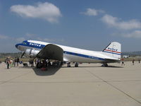 N814CL @ CMA - Clay Lacy's 1945 Douglas DC-3C in livery of United Airlines 'Mainliner O'Connor', two P&W R-1830-92 14 cylinder radials 1,200 Hp each. Clay has over 50,000 hours PIC flight time - by Doug Robertson