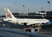 N922FR @ KMSP - Frontier Airlines Airbus A319-111 at its gate. - by Kreg Anderson