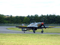 PZ865 @ EGPH - BBMF Hurricane on taxiway Bravo 1 after arriving from its display at the East fortune airshow - by Mike stanners