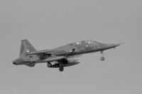 K-4012 @ EHTW - NF-5B trainer of 313 squadron of the Royal Netherlands Air Force about to land at Twente air base, 1980. - by Henk van Capelle