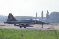 K-4013 @ EHTW - NF-5B trainer of 313 squadron of the Royal Netherlands Air Force taxying towards the runway of Twente air base. - by Henk van Capelle