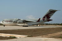 A7-MAB @ LMML - One of the most interesting aircraft movement in Malta. This C-17 seen parked at Apron 4.