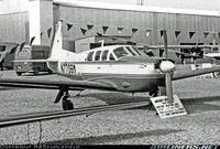 N7706M - 1967 Paris Air Salon, having arrived that morning non-stop from New York in 13 hours 10 minutes flying time. Only 36 were built of this enlarged and pressurised 5-seat development of the Mooney M-20. (Data from R.W.Simpson, General Aviation Handbook, 2005 - by R.W.Simpson