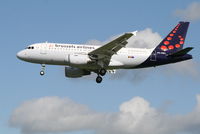 OO-SSU @ EBBR - Arrival of flight SN2714 to RWY 25L - by Daniel Vanderauwera