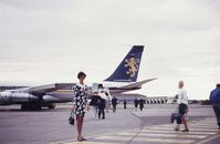 G-AVKA @ EINN - Caledonian charter flight from LAX to London, refueling at Shannon, Ireland. (August 1969) - by David Oakley