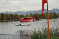 N4444Z @ LHD - Landing at Lake Hood Seaplane base Anchorage, AK