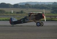 G-BNAI @ EGFH - Visiting Boredom Fighter coded 5 in the markings of the WWI 94th Aero (Pursuit) Squadron, US Army Air Service. - by Roger Winser