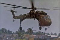 67-18428 - Flying Crane making a landing at Nha Be, RVN.  Sold to Heavy Lift Helicopters as N18428 and was wrote off in Italy on July 18, 2001.