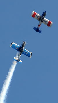 G-RVMZ @ EGSU - G-RVMZ with G-HILZ (The Vans RV8 Duo) at Duxford Autumn Air Show, October, 2011