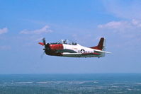 N303NA - Flying over the Chicago area, seen from the turret position of a TBM-3