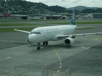 ZK-OJQ @ NZWN - My flight back to auckland - first time on an A320 - it was very smart and a good flight too. - by magnaman